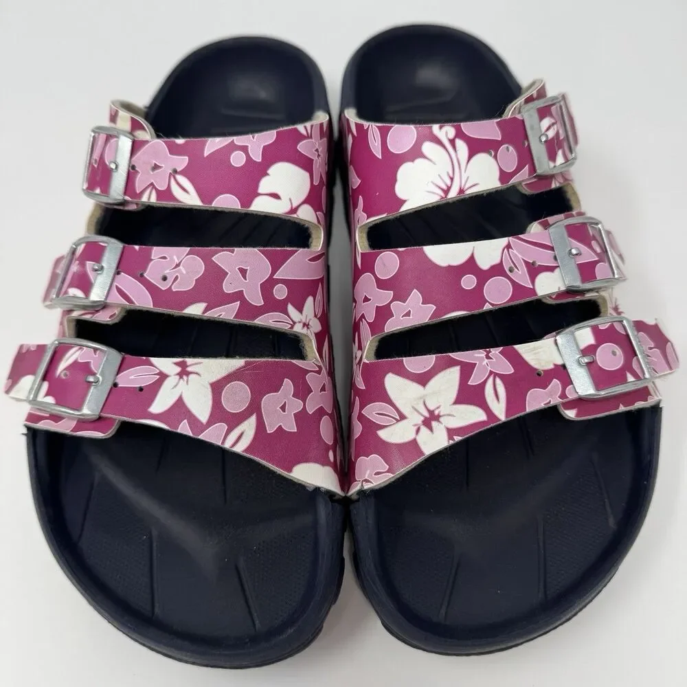 Birki’s by Birkenstock Sansibar Slide Sandal SZ 39 Floral 3 Strap Buckle Pool